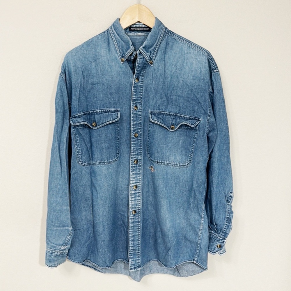 NEW ENGLAND DENIM USA Gant Shirt Button Down With Front Pockets Size Medium - Picture 4 of 8